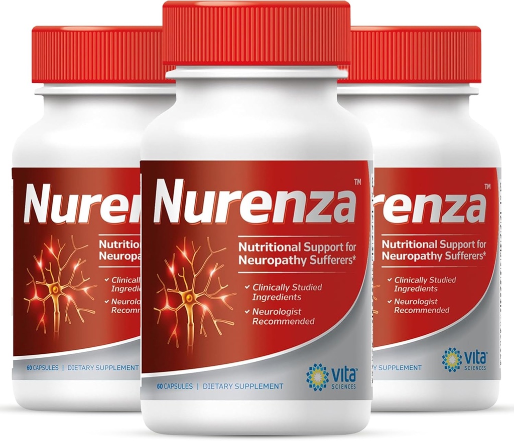 Vita Sciences Nurenza Neuropathy Relief Supplément pour la santé de Nerve et la réparation rapide. Forme naturelle R-ALA 40x Résistance avec/vitamines, antioxydants et pieds revitalisants, mains, jambes et orteils.