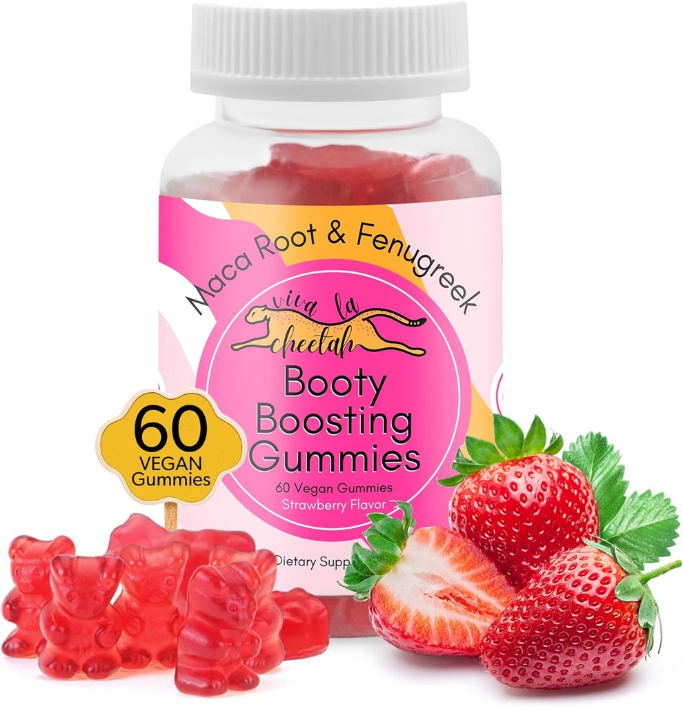 Booty Enhancing Gummy Supplement, Big Butt Enhancer, Support d'entraînement, Multivitamines pour les femmes, Vitamines Glute Boost naturelles pour une forme de curvy et gains maxi, 60 Gommies végétaliens