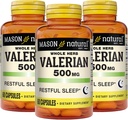 MASON NATURAL Root valérian 500 mg, 6 mois d'approvisionnement, aide naturelle au sommeil, favorise le sommeil sain et reposant, supplément à base de plantes, 3 paquets