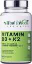 Organics Vitamin D3 (600 IU) + Vitamin K2 as MK7 Supplement (55mcg) | 60 Veg Tablets | Supports Healthy Bones, Boosts Immune System & Joint Health | for Men & Women