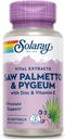 Solaray Saw Palmetto and Pygeum - Saw Palmetto for Men w/Pygeum Bark, Zinc, Vitamine E, Huile de graines de citrouille - Suppléments de la prostate pour les hommes w/Beta Sitostérol - Garantie de 60 jours - 30 portions, 30 softgels