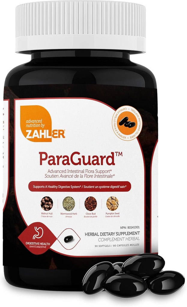 Zahler - ParaGuard Cleanse Softgels - Gut Health Detox Supplement - Formula has Wormwood, Ail Bulb, Graines de citrouille, Clove & More - Natural Cleanse Detox pour les humains - Certified Kosher (90)