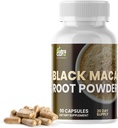 Supplément de racine de Maca noir - 90 capsules de racine de Maca végétalien pour le soutien énergétique, équilibre d'humeur, focalisation mentale, amélioration de la mémoire