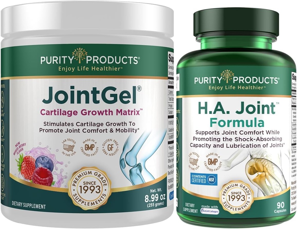 Produits de pureté JointGel (Berry Flavor) + HA Joint Formula Bundle Bioactive Collagen Peptides + MSM - supporte la fonction de joint + flexibilité tout en fortifiant le cartilage de joint - acide hyaluronique +Plus