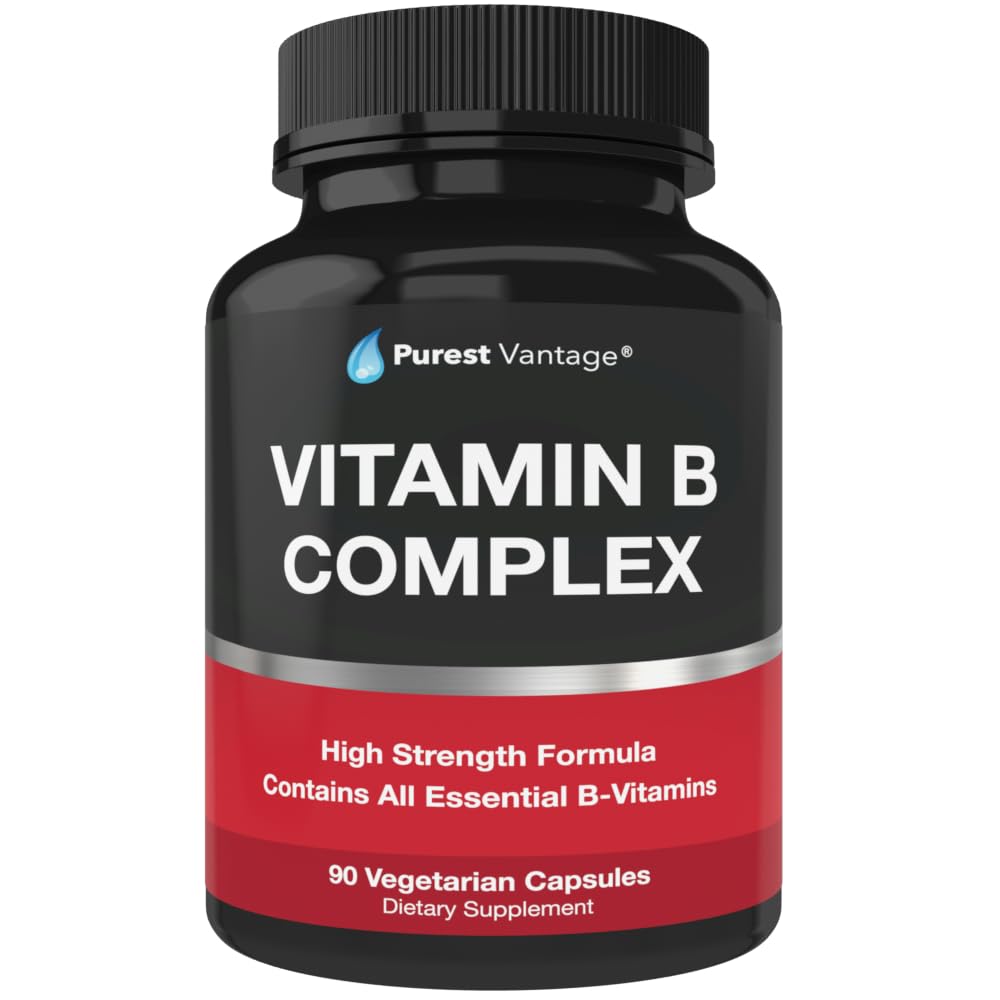 Vitamine B Vitamines complexes B12, B1, B2, B3, B5, B6, B7, B9, Acides foliques - Vitamines complexes Super B pour femmes, hommes, adultes - 90 Capsules végétariennes