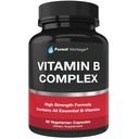Vitamine B Vitamines complexes B12, B1, B2, B3, B5, B6, B7, B9, Acides foliques - Vitamines complexes Super B pour femmes, hommes, adultes - 90 Capsules végétariennes