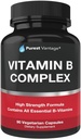 Vitamine B Vitamines complexes B12, B1, B2, B3, B5, B6, B7, B9, Acides foliques - Vitamines complexes Super B pour femmes, hommes, adultes - 90 Capsules végétariennes