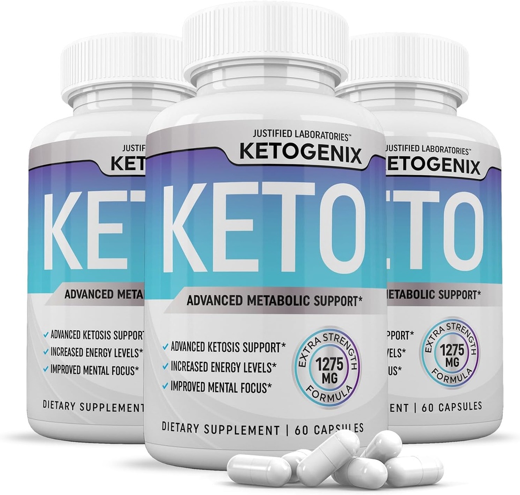 (3 Pack) Ketogenix Keto Pills 1275MG Nouvelle formule et améliorée contient du vinaigre de cidre de pomme huile d'olive extra vierge en poudre Feuille de thé verte 180 Capsules