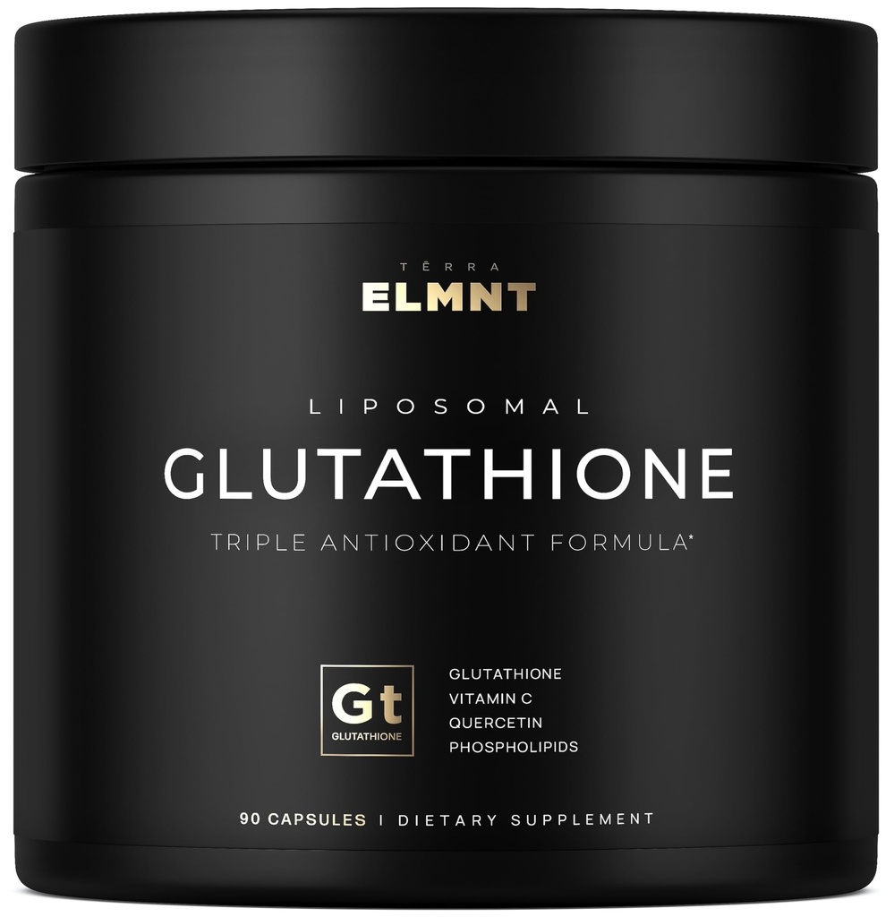 ELMNT 2150mg Supplément super liposomique de glutathion w. Vitamine C, Quercetin & Pure L Glutathion 2000mg Formule triple action Glutathion Supplément liposomique w. Phospholipide couche - 90 pilules, non-OGM