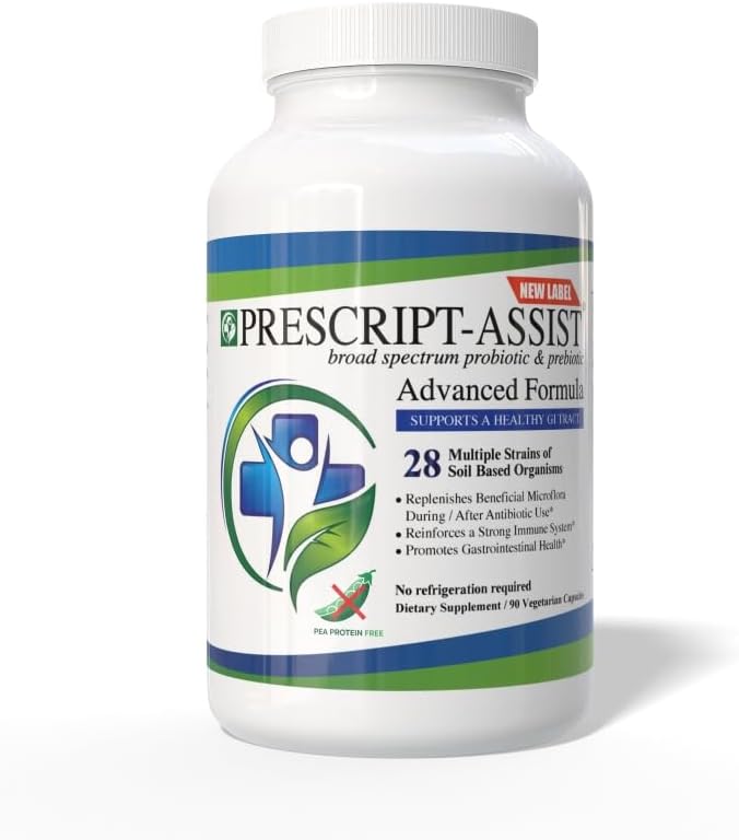 Prébiotiques et probiotiques prescript-Assist pour la santé digestive et immunitaire sans protéine de pois pour l'absorption rapide - avancé à base de plantes, végétalien, soutien de la récupération musculaire et santé des intestins, 90 capsules