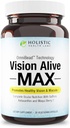 Holistic Health Labs Vision Alive Max with 8 Natural Ingredients Lutemax® 2020, Bilberry, Blueberries, c3g de Currant Noir, Maqui Berry, Safran et Astaxanthin (30 comte (paquet de 1))