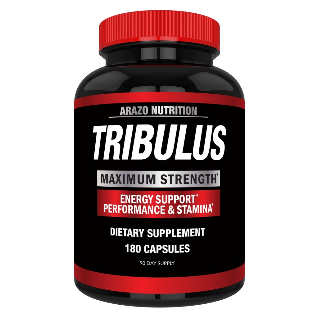 Arazo Nutrition Tribulus Terrestris 1500mg Poudre d'extrait – 180 Capsules - Energy Booster with Estrogen Blocker