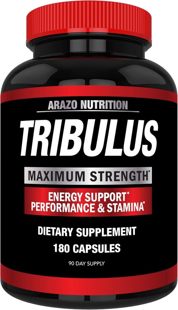 Arazo Nutrition Tribulus Terrestris 1500mg Poudre d'extrait – 180 Capsules - Energy Booster with Estrogen Blocker