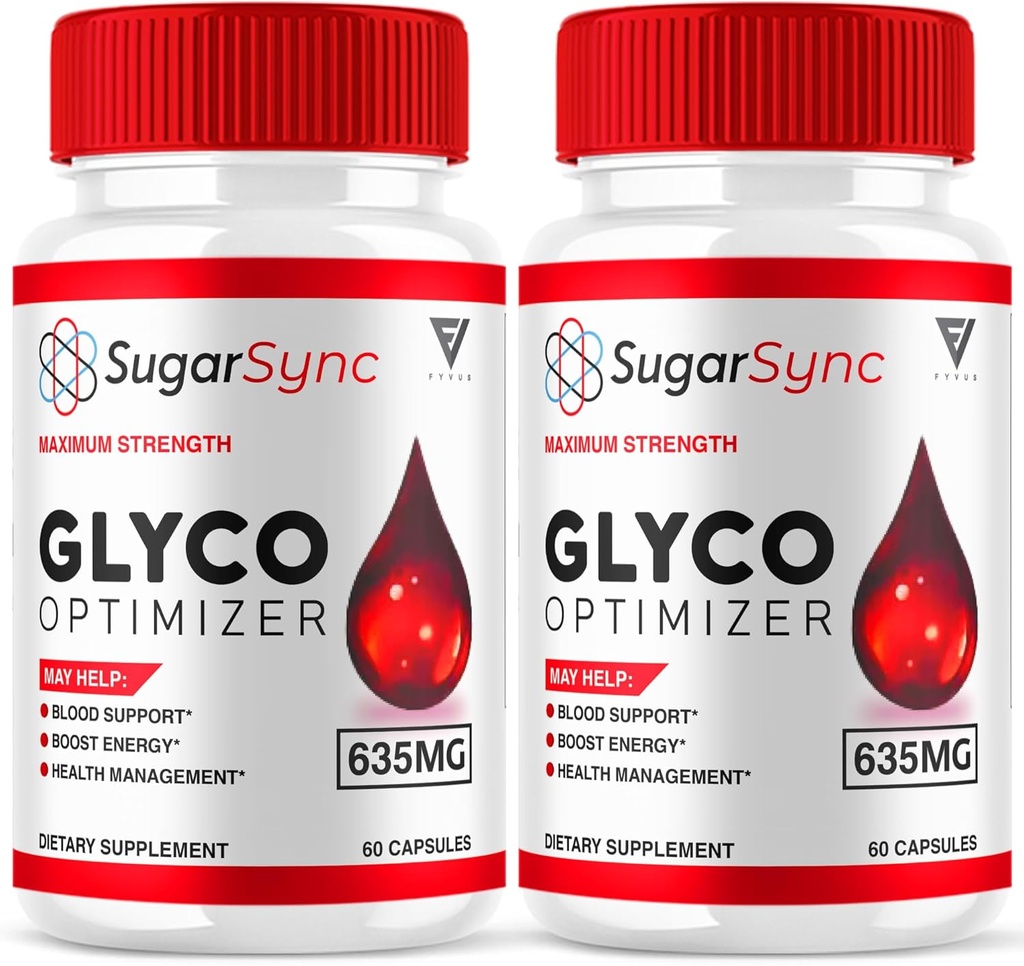 (2 Pack) Sugar Sync SugarSync Glyco Optimizer Capsules, Sugar Sync Maximum Strength Glycogen Optimizer and Blood Support Supplement, SugarSync 635mg Advanced Overall Health Formula (120 Capsules)