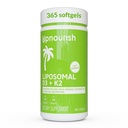 UpNourish Liposomal D3 K2 MK-7 – 365 Mini softgels à l'huile de coco biologique - 5000 UI 125 mcg Vitamine D3 et 100 mcg Vitamine k2 pour la santé optimale des os et des immunes