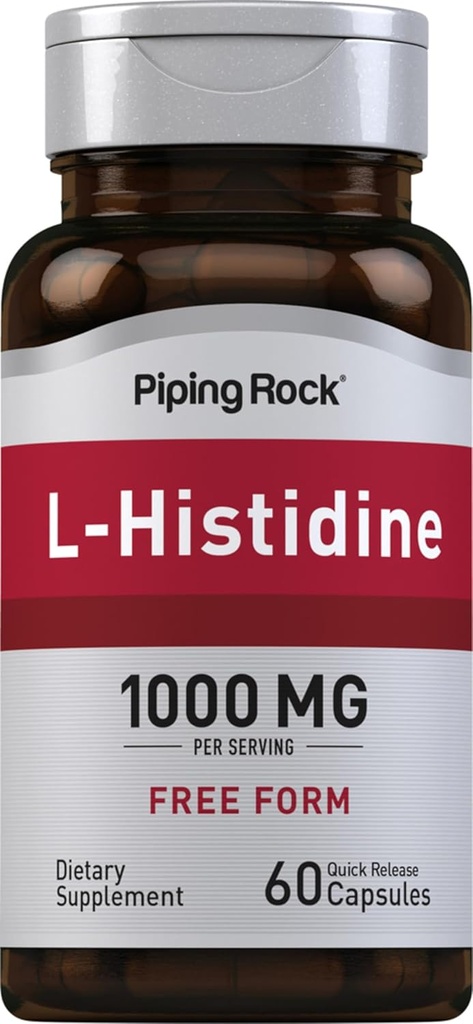 Piping Rock L-Histidine 1000 mg de 60 gélules Supplément de forme libre