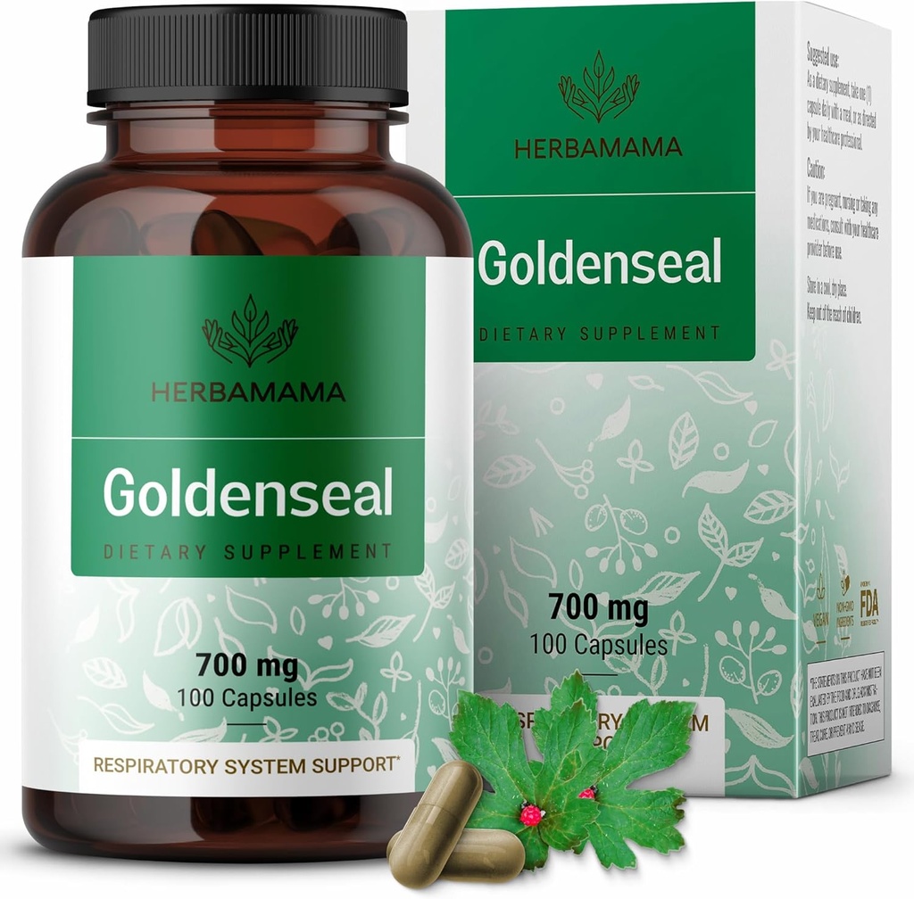HERBAMAMA Capsules de racines de seaux d'or 700mg - Système respiratoire et soutien immunitaire avec supplément de poudre de seaux d'or - végétalien, non-OGM