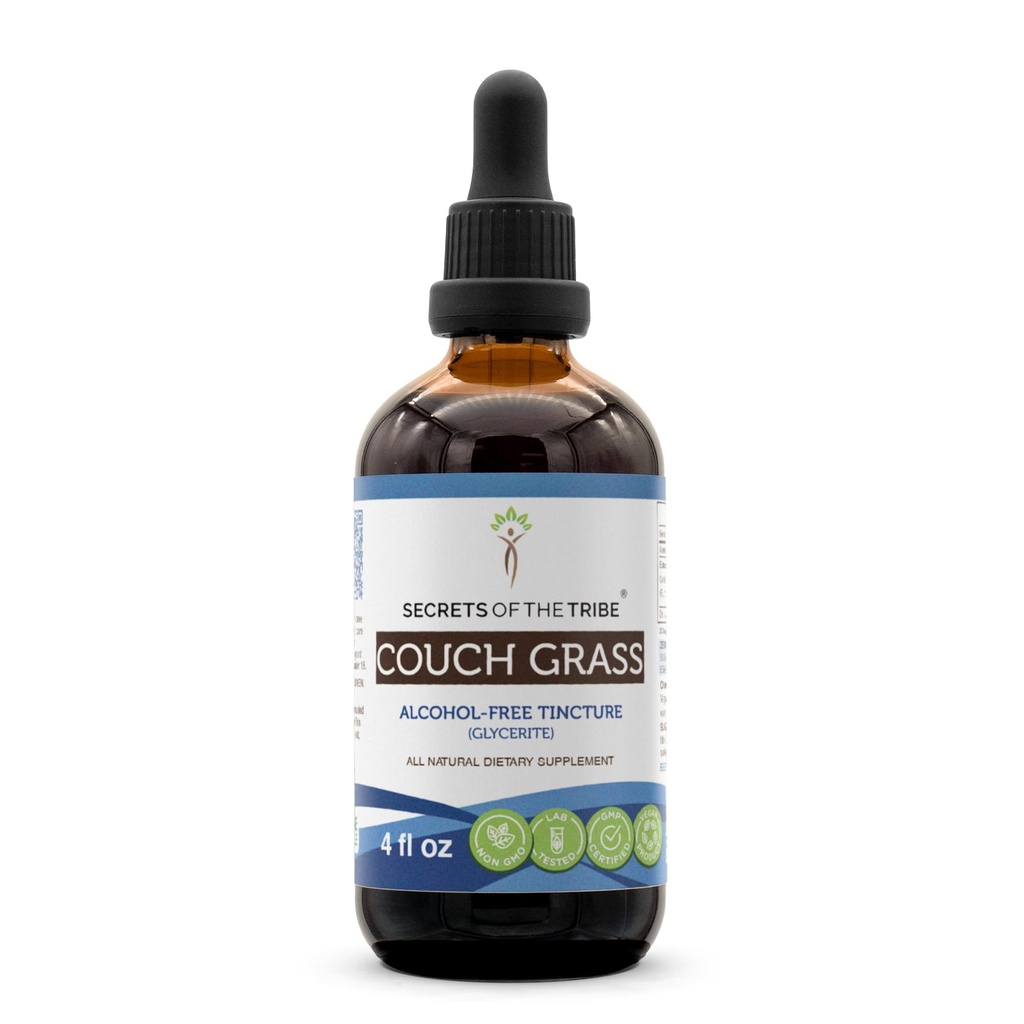 Secrets de la Tribe Couch Grass Tecture Extrait sans alcool, Couch Grass (Elymus Repens) Racine séchée (4 FL OZ)