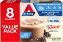 Atkins Gluten sans protéines-Rich Shake, Chocolat noir Royale, Kéto-Amiendly, 8 Compte (paquet de 1)