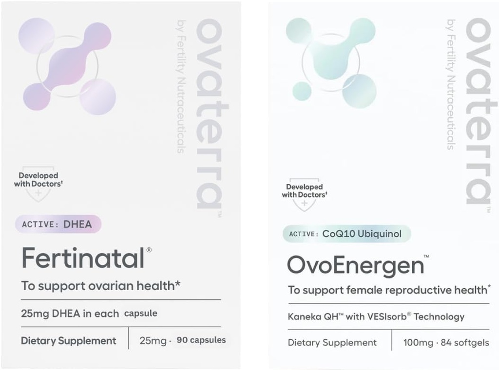 Egg Health Power Pack pour les femmes pour la fertilité Support & Egg Heatlh avec Kaneka QH, VESIsorb® Technology, Ubiquinol & Micronized DHEA 90 - 25mg Capsules et 84 - 100mg Softgel Capsules 28 Day Supply