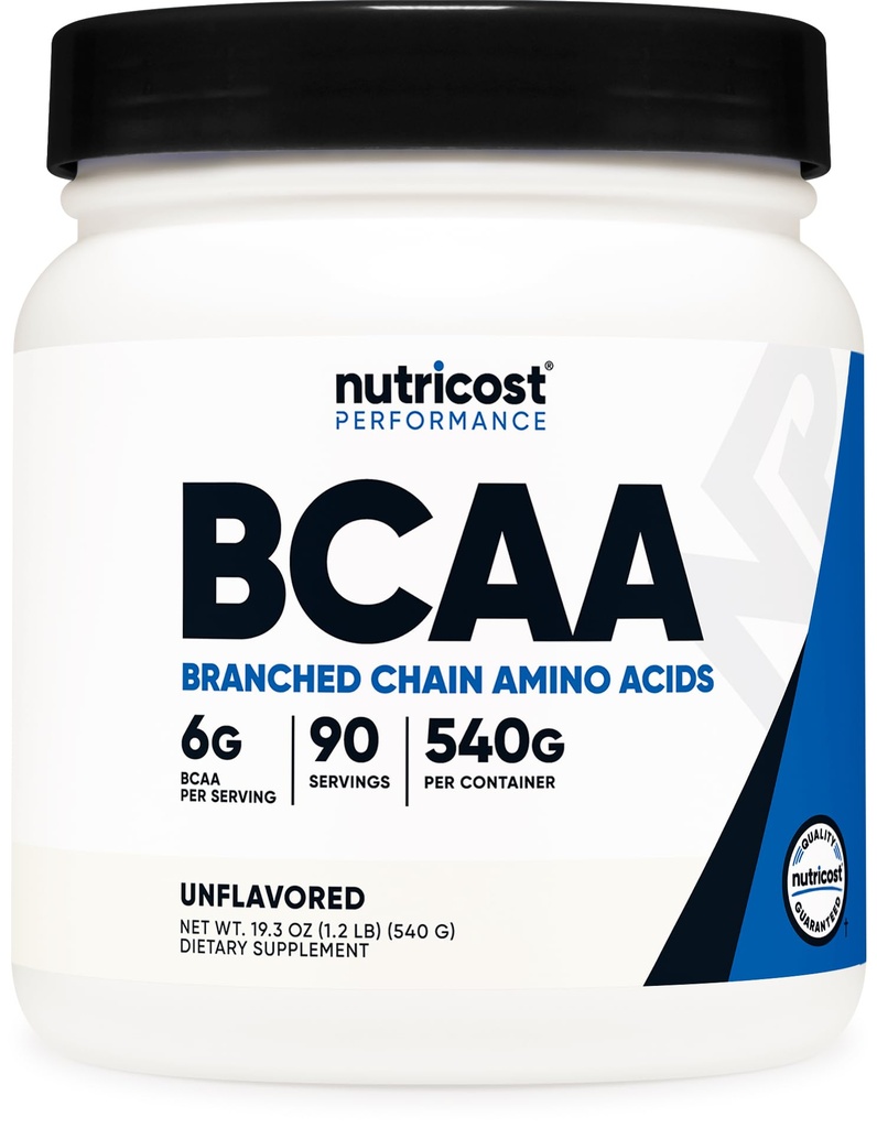 Nutricost BCAA Poudre 2:1:1 (90 portions, aucun goût ajouté) - Acides aminés à chaîne ramifiée