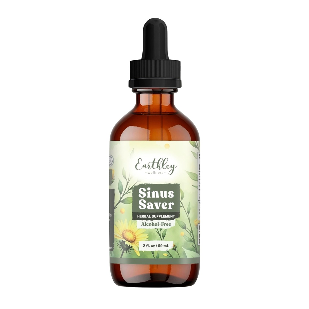 Earthley Wellness Sinus Saver, remède naturel, sans allergènes, parabens et conservateurs, aide à stimuler la vitamine C (2 oz, sans alcool)