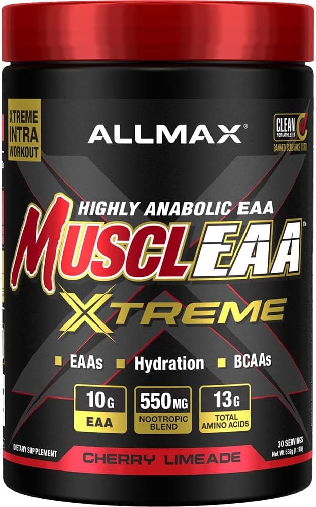 ALLMAX MUSCLEAA Xtreme, Cherry Limeade - 532 g Poudre - Fournit des AAE, BCAA et hydratation - Jusqu'à 30 portions