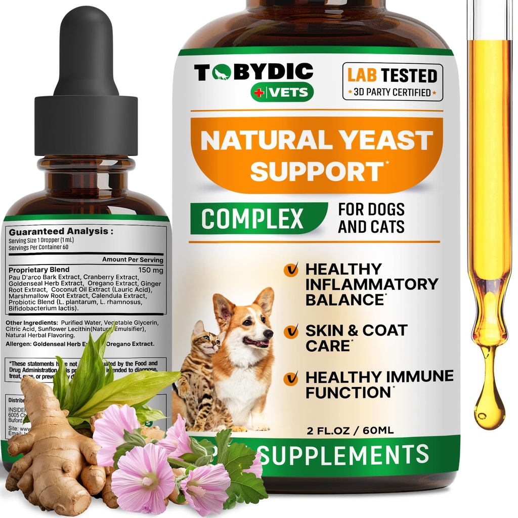 Soin naturel des chats et des chiens - Traitement de la peau et de l'oreille avec démangeaisons - Réduit l'irritation et soulage les démangeaisons et l'allergie - Supplément de gouttes à base de plantes - Fabriqué aux États-Unis