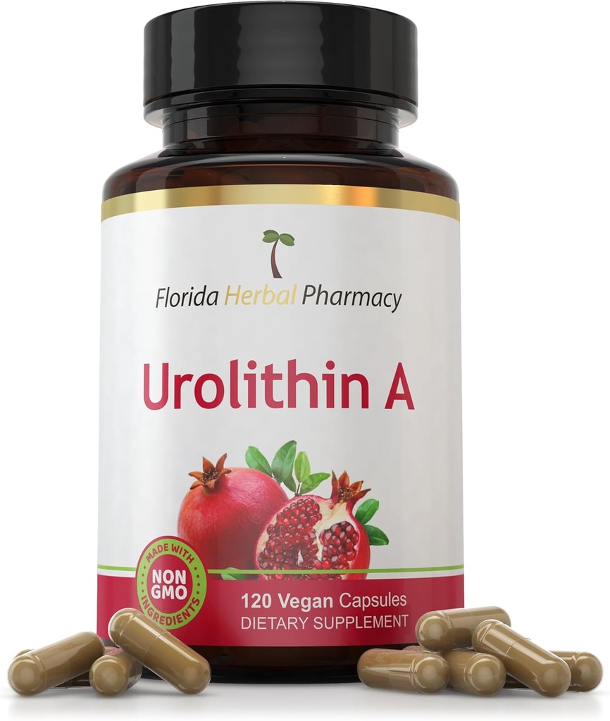 Florida Herbal Pharmacie, Urolithine A Extract Supplément Capsules (120 Capsules) 500 mg par Capsule, 1000 mg
