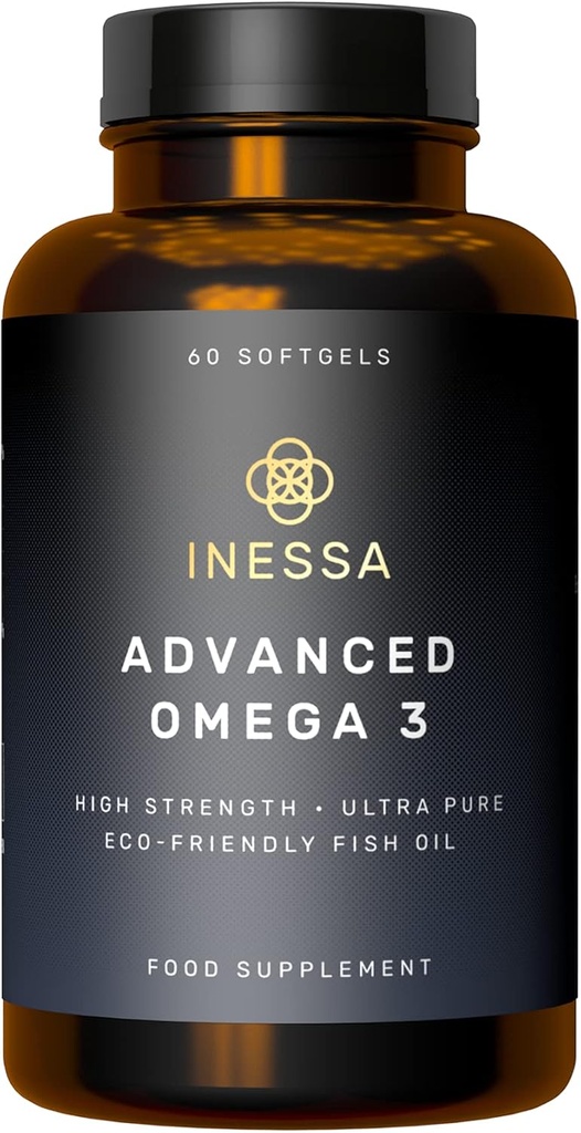 Omega 3 Huile de poisson 1200mg (480mg EPA/360mg DHA par capsule) Haute résistance, Ultra pure, Eco Friendly 60 capsules, 2 mois d'approvisionnement. GMP et les Amis de la Mer Certification