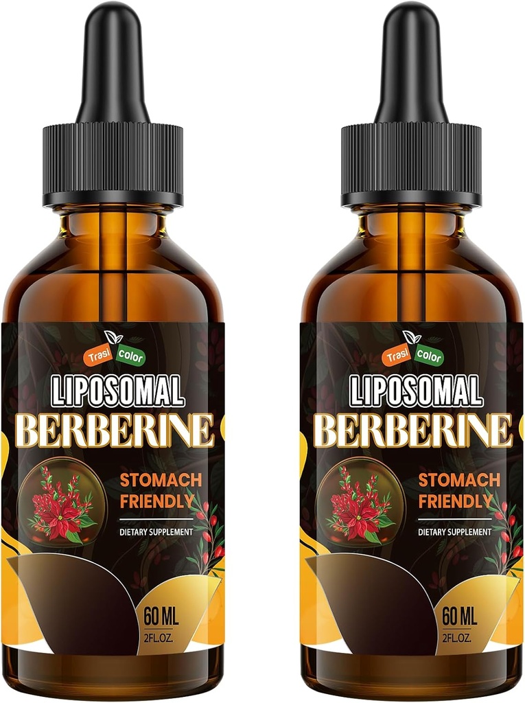 Supplément berbère avec Ceylan Cinnamon 3000mg - Haute biodisponibilité Liposomique gouttes liquides berbère, suppléments Turmériques complexe HCL Plus berbère, Activateur AMPK, Convient aux femmes, Hommes-120ml