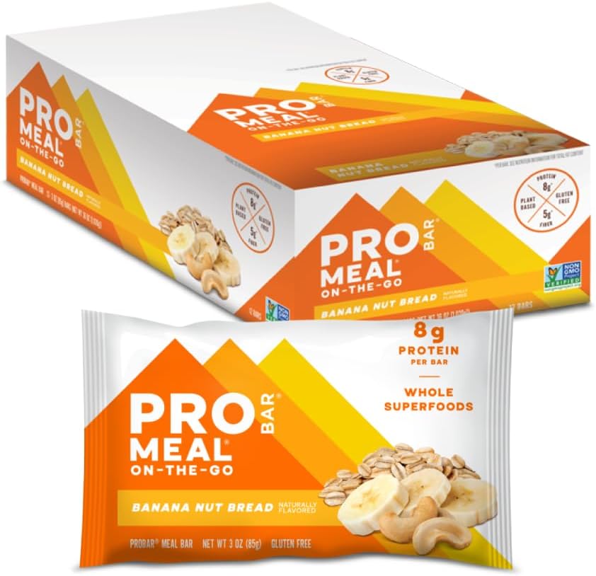 PROBAR - Bar à farine, pain à noix de banane, non-OGM, sans gluten, sain, à base végétale, ingrédients alimentaires entiers, énergie naturelle (12 chiffres)