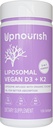 UpNourish Certified Vegan Vitamine D3 5000 UI K2 MK4 MK7 500 mcg Supplément, 150 softgels, Vitamine liposomique à base végétale D K avec huile de coco biologique, non OGM, sans gluten et sans gélatine