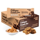 Barre de protéines de collagène de kéto parfait, sans gluten, avec collagène gras + MCT Huile, faible teneur en glucides, pas de sucre ajouté, haute teneur en protéines, aliments diététiques Keto, 13g de protéines, 18g de gras, 3g de glucides nets, croustilles de chocolat au beurre d'arachide, 12 barres