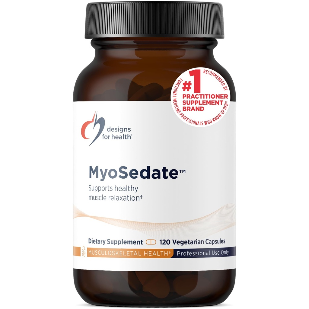 Designs for Health MyoSédate - Magnésium, racine valériane, fleur de passion + baume de citron - Promotion de la relaxation musculaire saine + support calme - Herbe non OGM + supplément minéral (120 capsules)