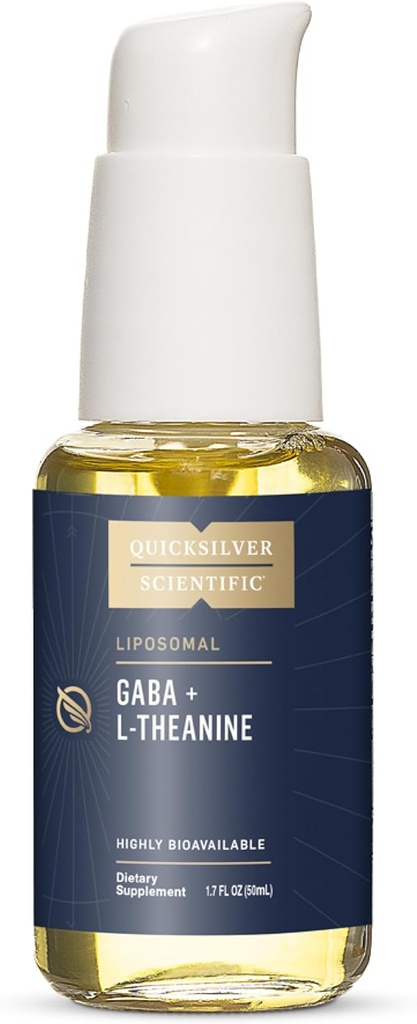 Quicksilver Scientific Liposomal GABA + L Theanine - Calme, réponse au stress et soutien du cerveau - Biodisponible supplément GABA avec L Theanine 100mg (1.7oz/50ml)