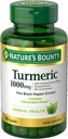 Nature's Bounty Turmeric avec extrait de poivre noir, soutient la santé antioxydante, 1000mg, 60 Capsules