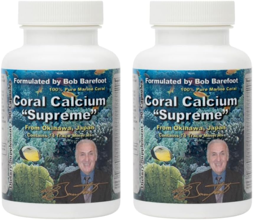 Bobs Best Coral Calcium Supreme I 100% Pure Marine Coral, 74 Trace Minerals I 90 Capsules, Pack de 2
