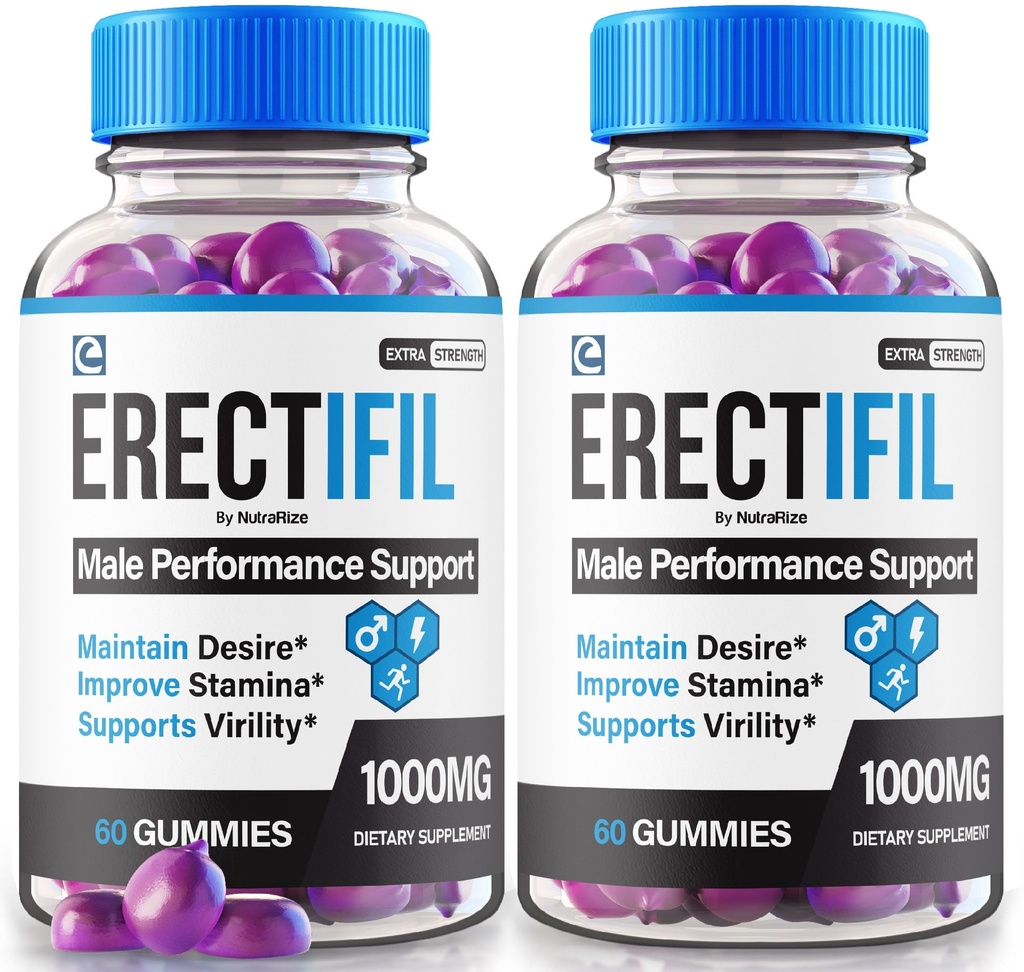 (2 Pack) Erectifil Gummies, Erectifil 1000 MG Gummies, All-Natural Formula Support for Men, Premium Male Supplement for Overall Health and Peak Performance, Erec tifil Gomitas Reviews (120 Gummies)