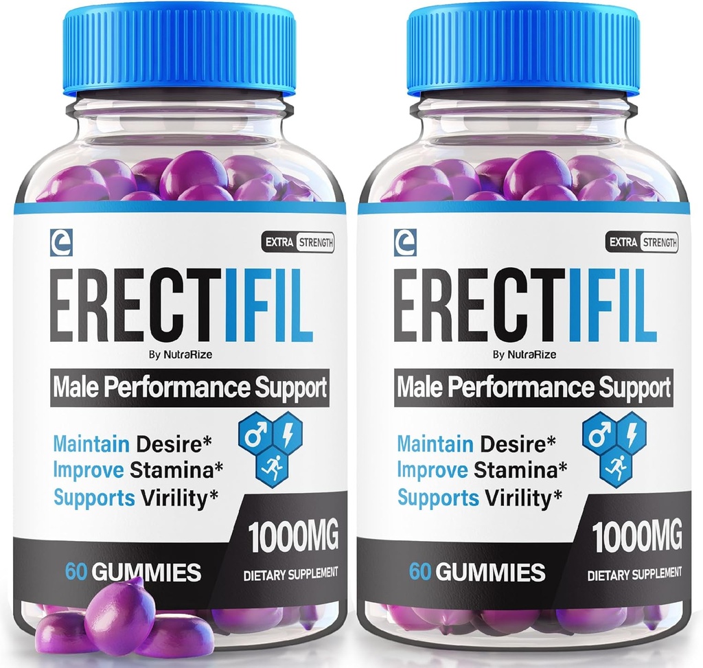 (2 Pack) Erectifil Gummies, Erectifil 1000 MG Gummies, All-Natural Formula Support for Men, Premium Male Supplement for Overall Health and Peak Performance, Erec tifil Gomitas Reviews (120 Gummies)