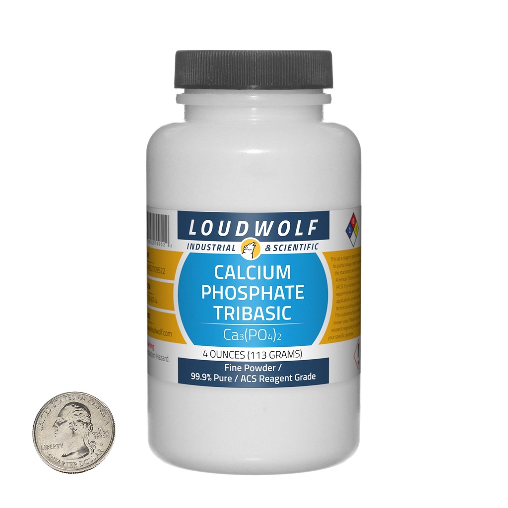 Phosphate de calcium Tribasique / Bouteille de 4 onces / 99,9% Pure ACS Réagent Grade/Fin Poudre