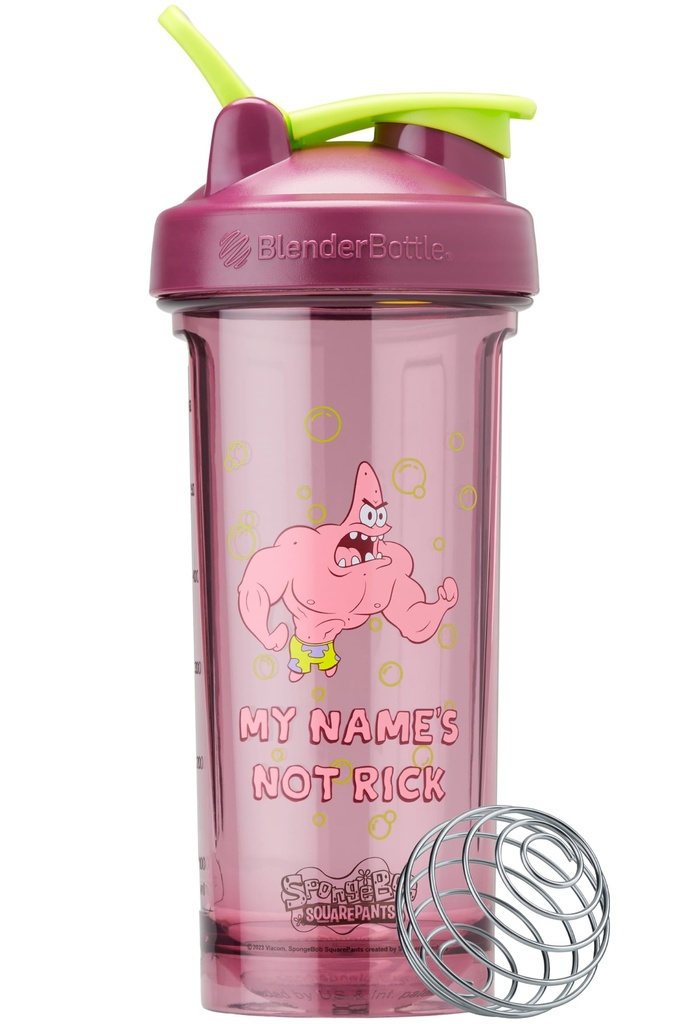BlenderBottle Spongebob Shaker Bouteille Pro Série parfaite pour les shakes protéiques et préentraînement, 28-Ounce, rouge, mes noms pas Rick