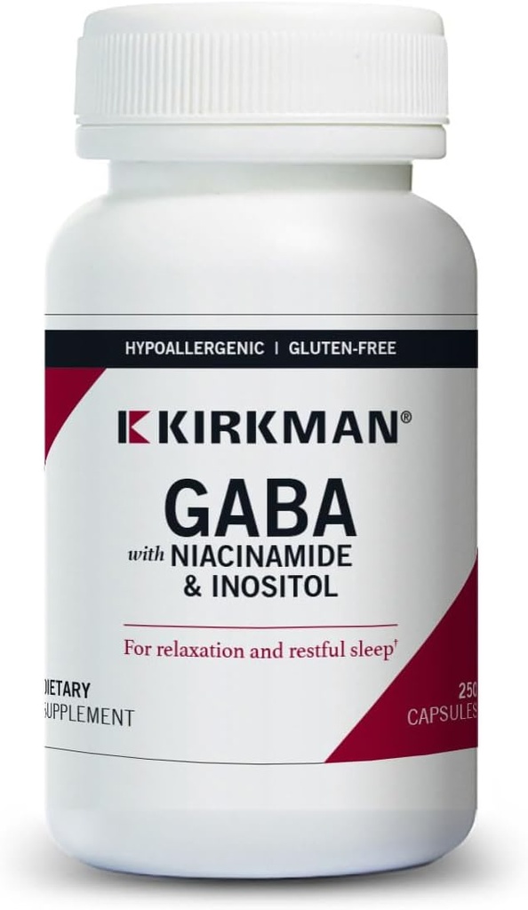 Kirkman - GABA with Niacinamide & Inositol - 250 Capsules - Supports Relaxation - Supports Restful Sleep - Hypoallergenic
