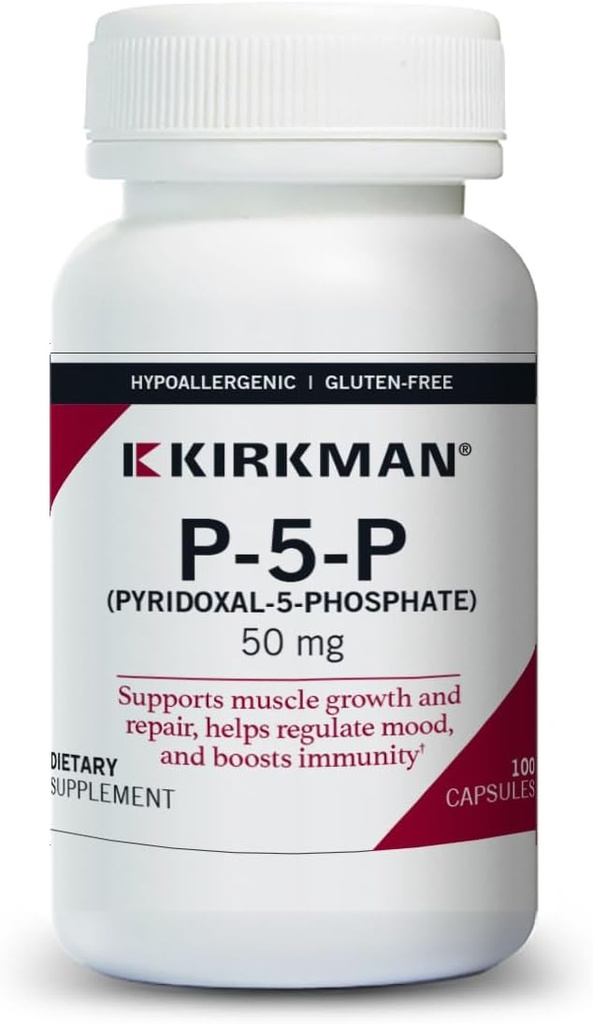 Kirkman – P-5-P (Pyridoxal 5-Phosphate, Vitamin B-6 Metabolite) 50 mg - Hypoallergenic 100 Count