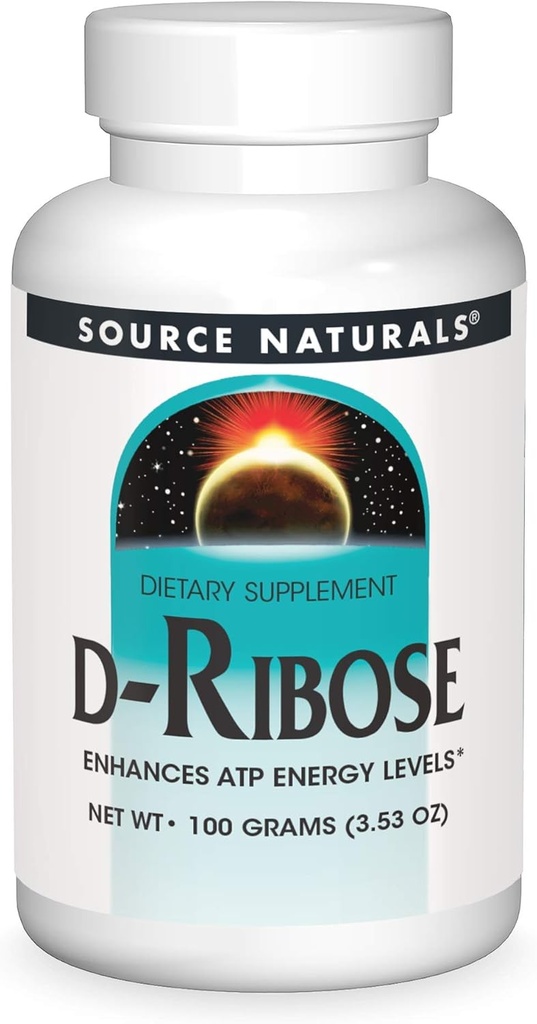 Source Naturals D-Ribose, améliore l'énergie ATP* - 100 grammes de poudre