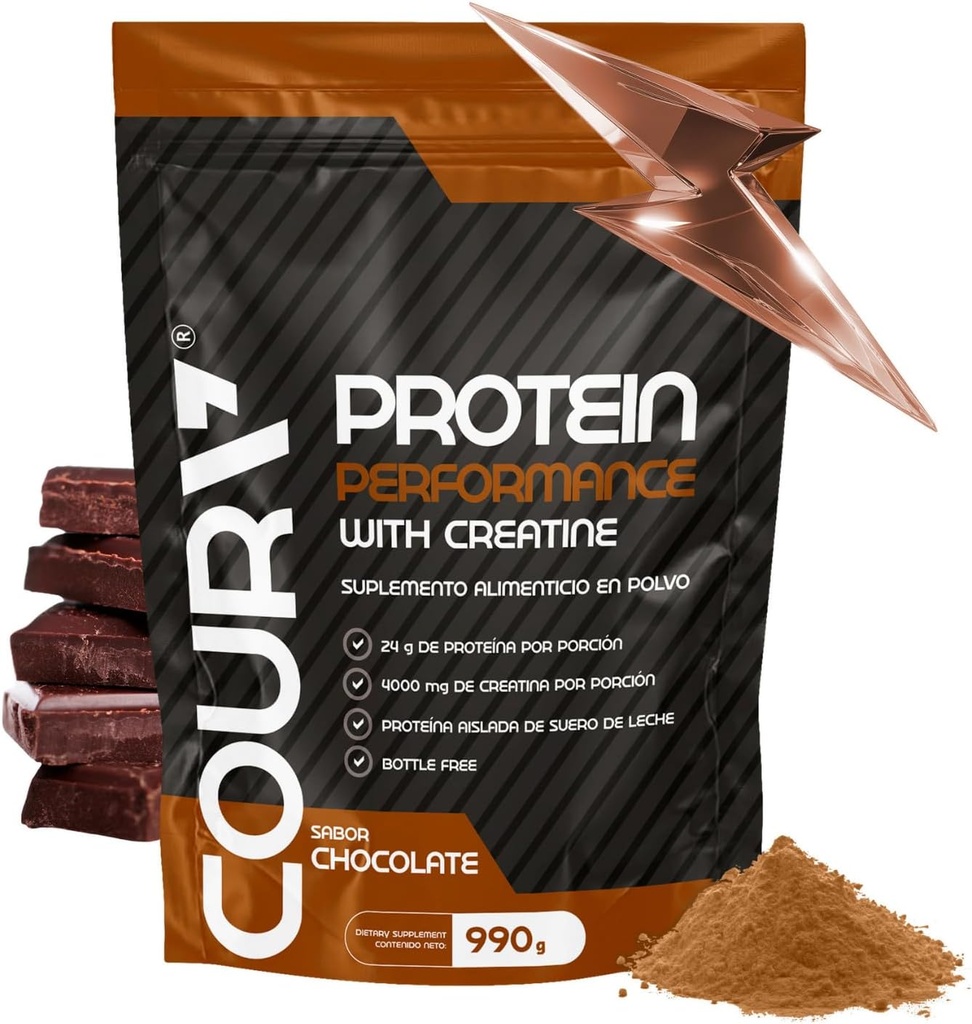 COURA Proteín Performance 990g - Poudre de protéines à haute performance - avec la créatine - Idéal pour les athlètes - Sans gluten
