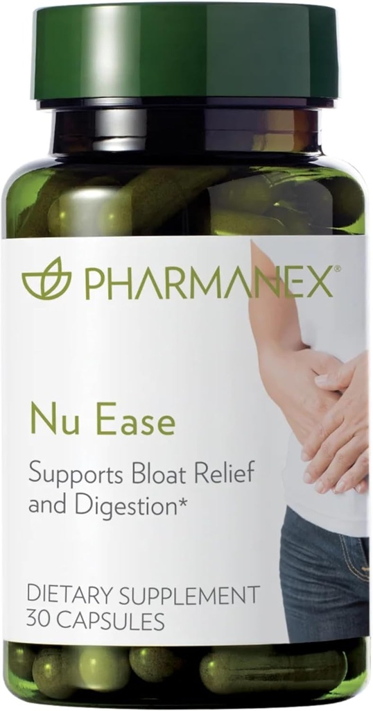 Nu Skin - Nu Ease Digestive Supplement Relief de Bloating, Dietary Supplement Extraits naturels de plantes, Non-Laxative Supplement antioxydant, Gut Support Supplement pour les femmes (30 Capsules)