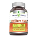 Formules étonnantes Psyllium Husk 750mg Capsules Végétiques Suppléments : Non-GMO.