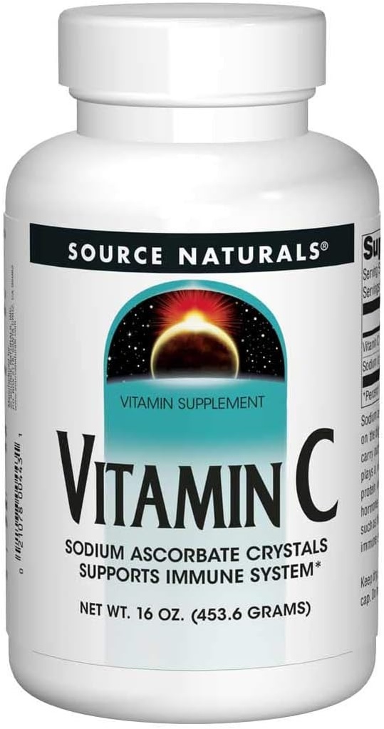 Source Naturelle Vitamine C, cristaux d'ascorbate de sodium, soutient le système immunitaire* - 16 onces