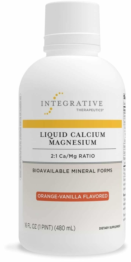 Thérapeutique intégrative Calcium liquide Magnésium 2:1 - Supplément de calcium pour os* - Délicieux, formule liquide - Ne contient pas de sucre, de gluten ou de lait - Vanille orange, 16 oz (32 portions)